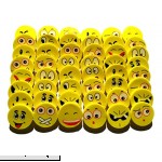 VividTek Emoji Erasers | 48 Pack | Yellow Round Emoticon Faces Expressions | 12 Packs of 4 assorted designs